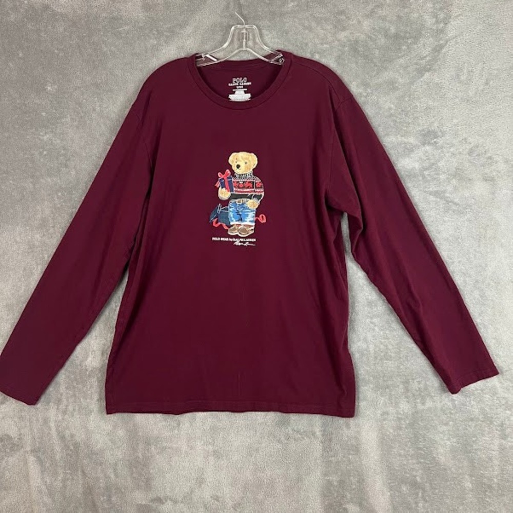 Polo Ralph Lauren Polo Bear Long Sleeve Tee Mens L Holiday Christmas Preppy